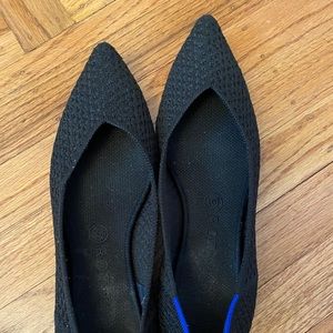 Rothy’s black woven point toe flats